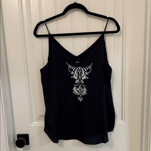 Express Blue Camisole with Intricate White Design